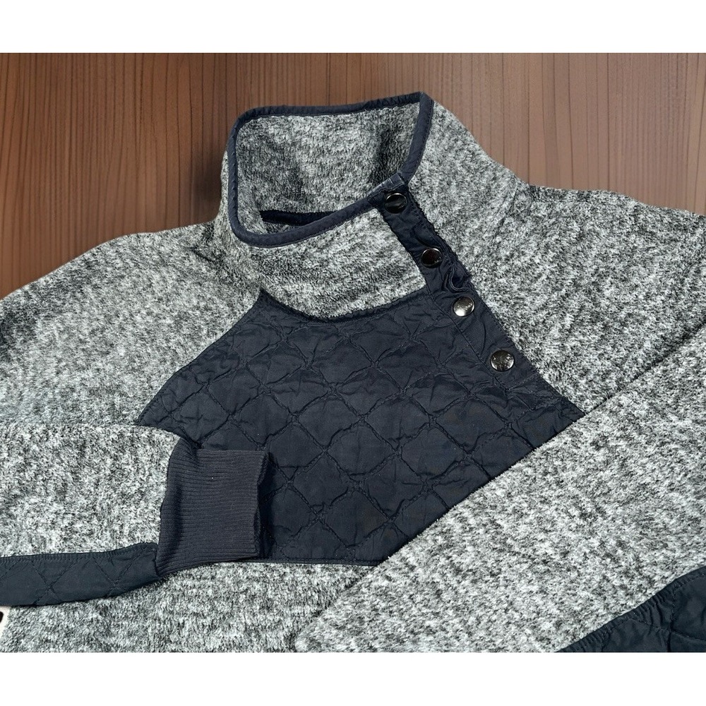 VTG Abercrombie & Fitch Sweater Women S Fleece Pullover Snap Pocket Quilted-EUC‎